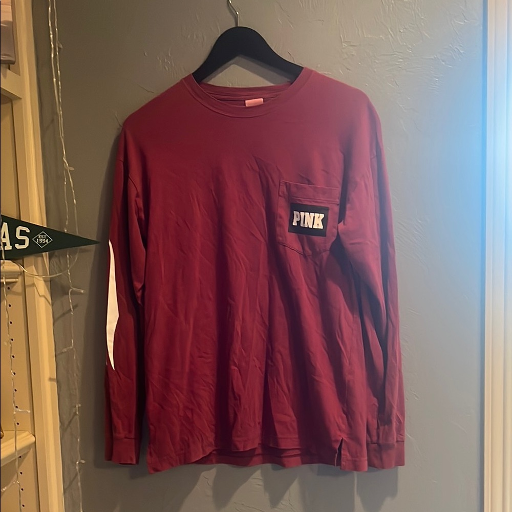 PINK Victoria's Secret Red Long Sleeve Tee